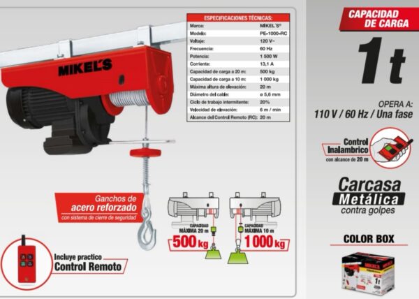 Polipasto Electrico con control Remoto