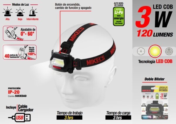 Lámpara Led Recargable tipo Minero